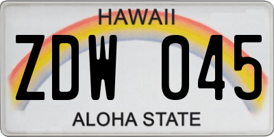 HI license plate ZDW045