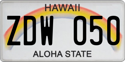 HI license plate ZDW050