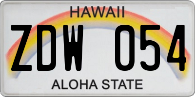HI license plate ZDW054