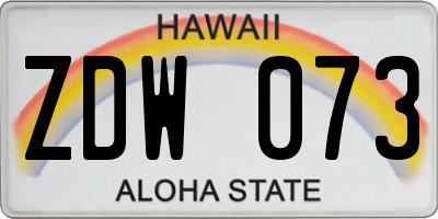 HI license plate ZDW073