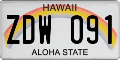 HI license plate ZDW091