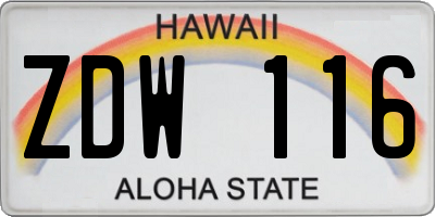 HI license plate ZDW116