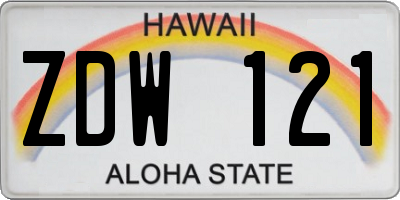 HI license plate ZDW121