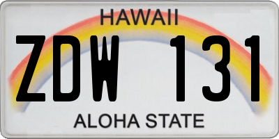 HI license plate ZDW131