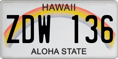 HI license plate ZDW136