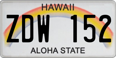 HI license plate ZDW152