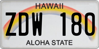 HI license plate ZDW180