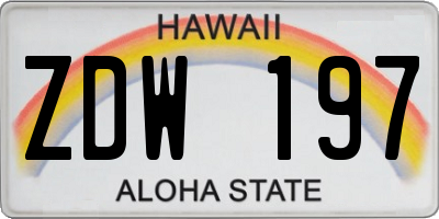 HI license plate ZDW197