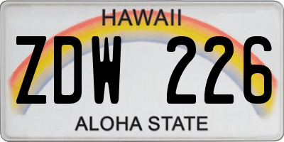 HI license plate ZDW226
