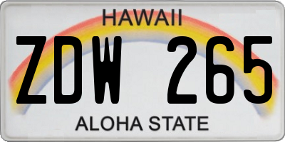 HI license plate ZDW265