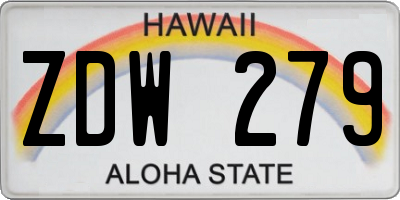 HI license plate ZDW279
