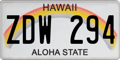 HI license plate ZDW294