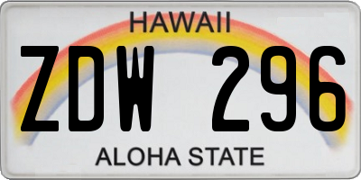 HI license plate ZDW296