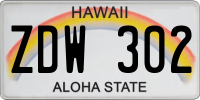 HI license plate ZDW302