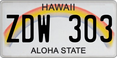 HI license plate ZDW303