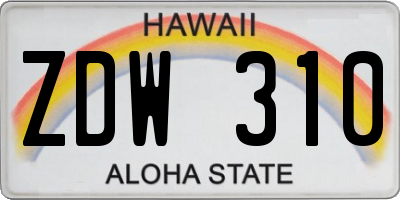 HI license plate ZDW310