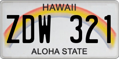 HI license plate ZDW321