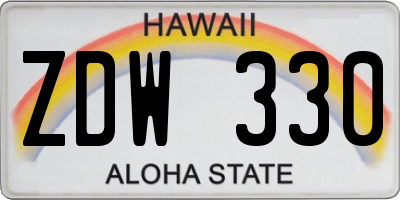 HI license plate ZDW330