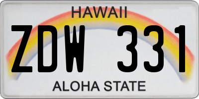 HI license plate ZDW331