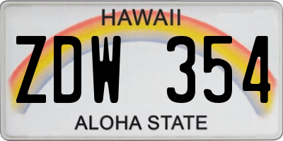 HI license plate ZDW354
