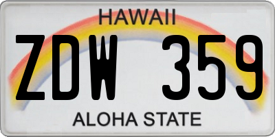 HI license plate ZDW359