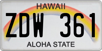 HI license plate ZDW361