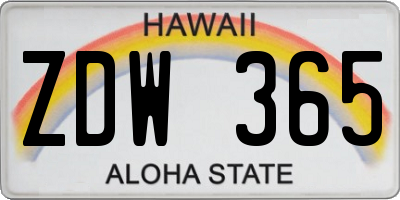 HI license plate ZDW365