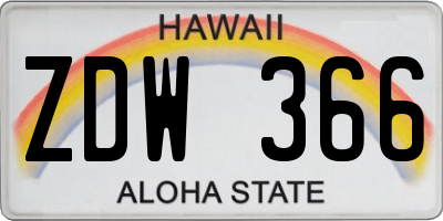 HI license plate ZDW366