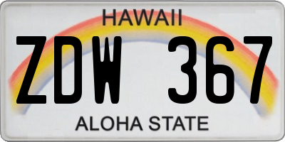 HI license plate ZDW367