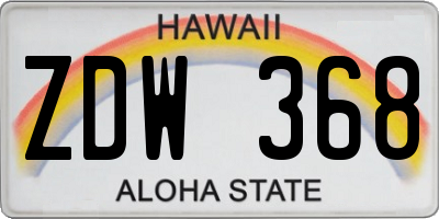 HI license plate ZDW368