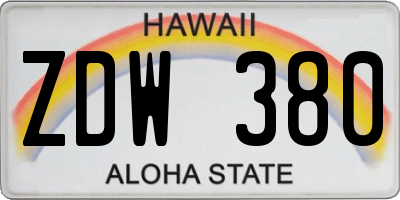 HI license plate ZDW380