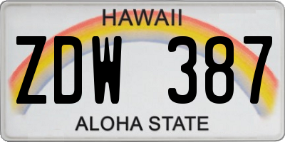HI license plate ZDW387