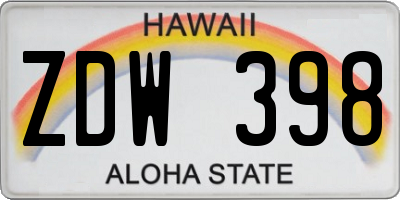 HI license plate ZDW398