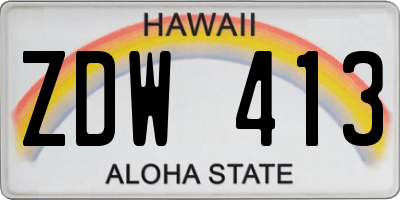 HI license plate ZDW413