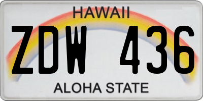 HI license plate ZDW436