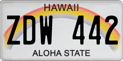 HI license plate ZDW442