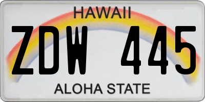 HI license plate ZDW445