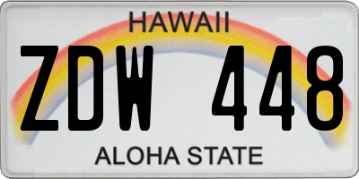 HI license plate ZDW448