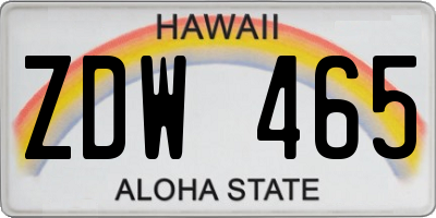 HI license plate ZDW465