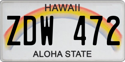 HI license plate ZDW472