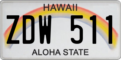 HI license plate ZDW511