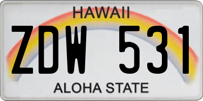 HI license plate ZDW531