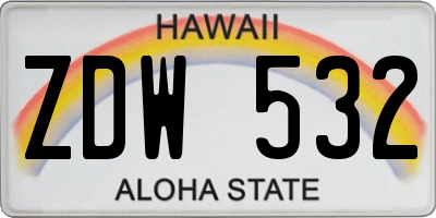 HI license plate ZDW532