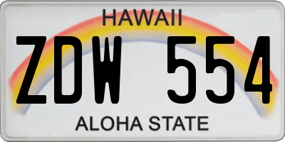 HI license plate ZDW554