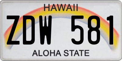 HI license plate ZDW581