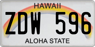 HI license plate ZDW596