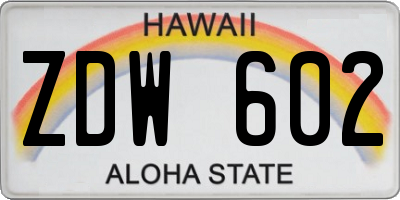 HI license plate ZDW602