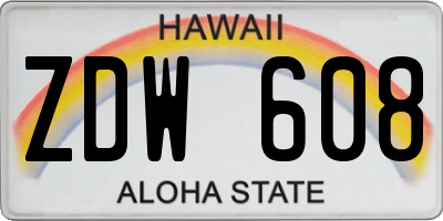 HI license plate ZDW608