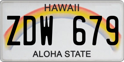 HI license plate ZDW679