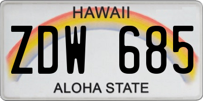 HI license plate ZDW685
